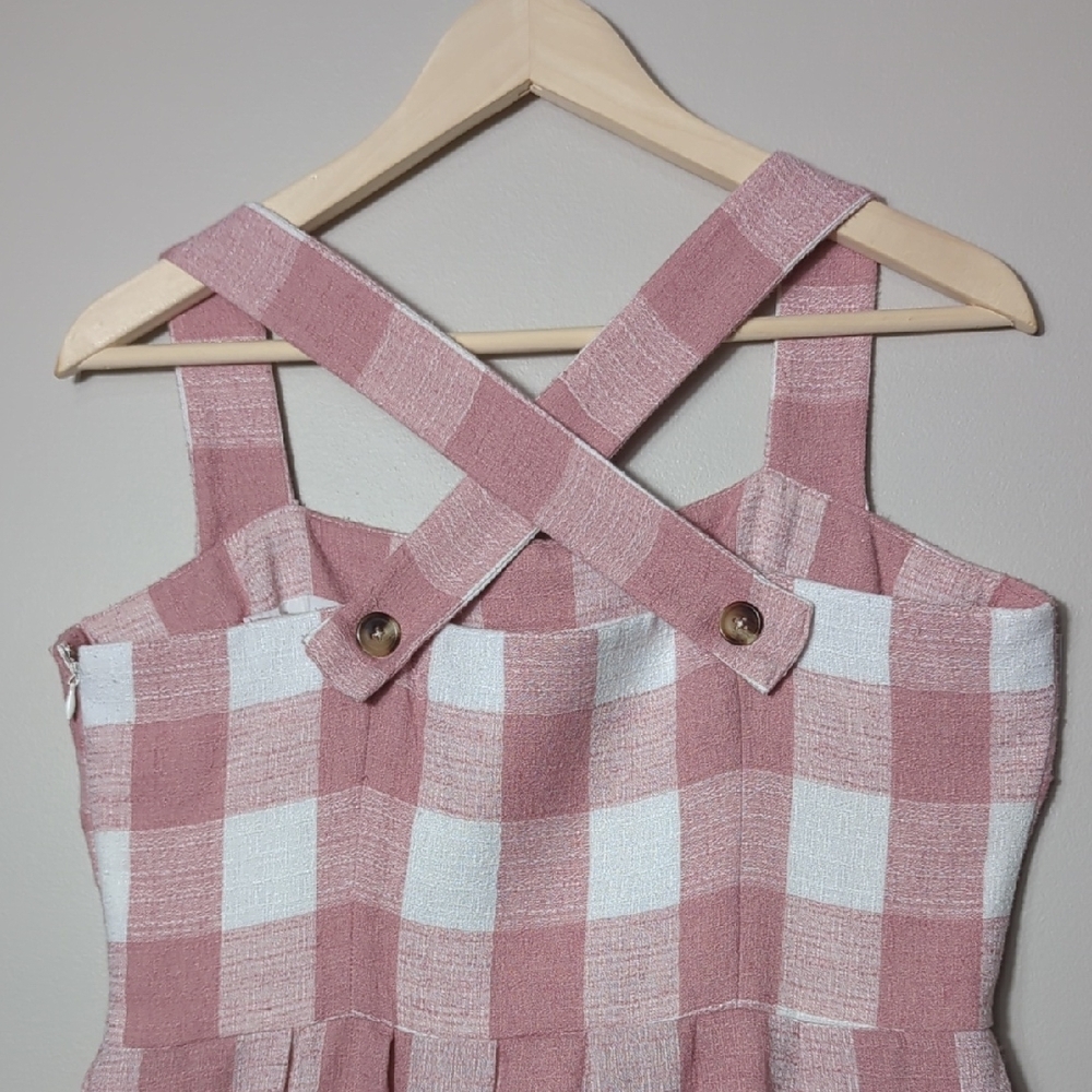Gal Meets Glam Pink White Polly Cross Back Pleated Sundress 12 Retro Pin Up Vtg - Picture 12 of 16